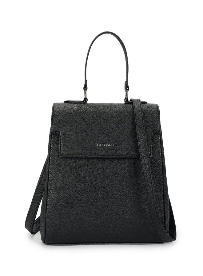 Fastrack Pebbled Satchel for Women, Trendy Faux Leather Satchel with Detachable Sling and Top Handle, Magnetic Flap and Zip Closure for Secure Storage, Versatile Crossbody and Shoulder Bag for Girls - Image 1